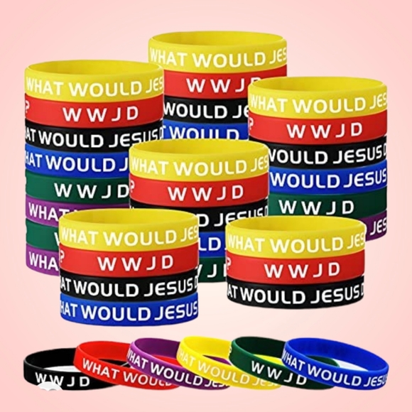 WWJD Jewelry - WWJD 30-Pieces Multicolor Rubber Bracelet